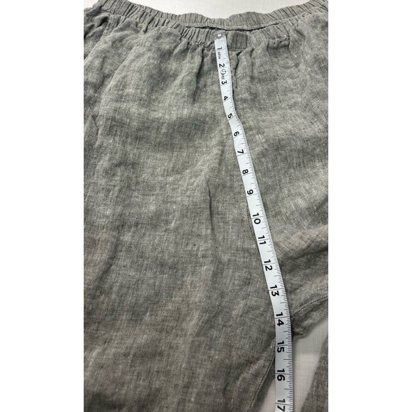 Flax Pull On 100% Linen Pants Womens Gray Wide Leg Pockets Relaxed Elastic (1G) - Picture 6 of 10